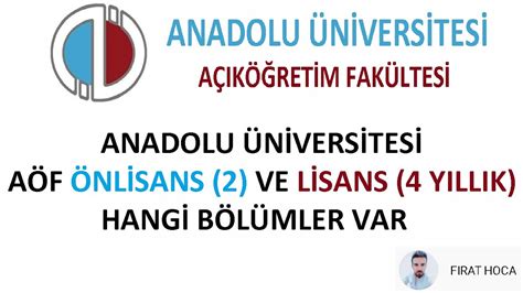 Anadolu üniversitesi açıköğretim fakültesi bölümleri önlisans
